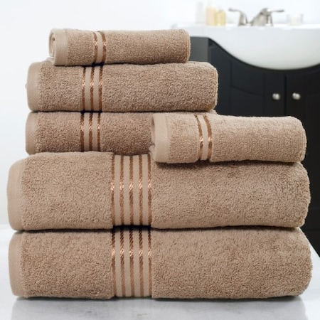 Hastings Home 6-Piece Cotton Bath Towel Set-Taupe 664050FZZ